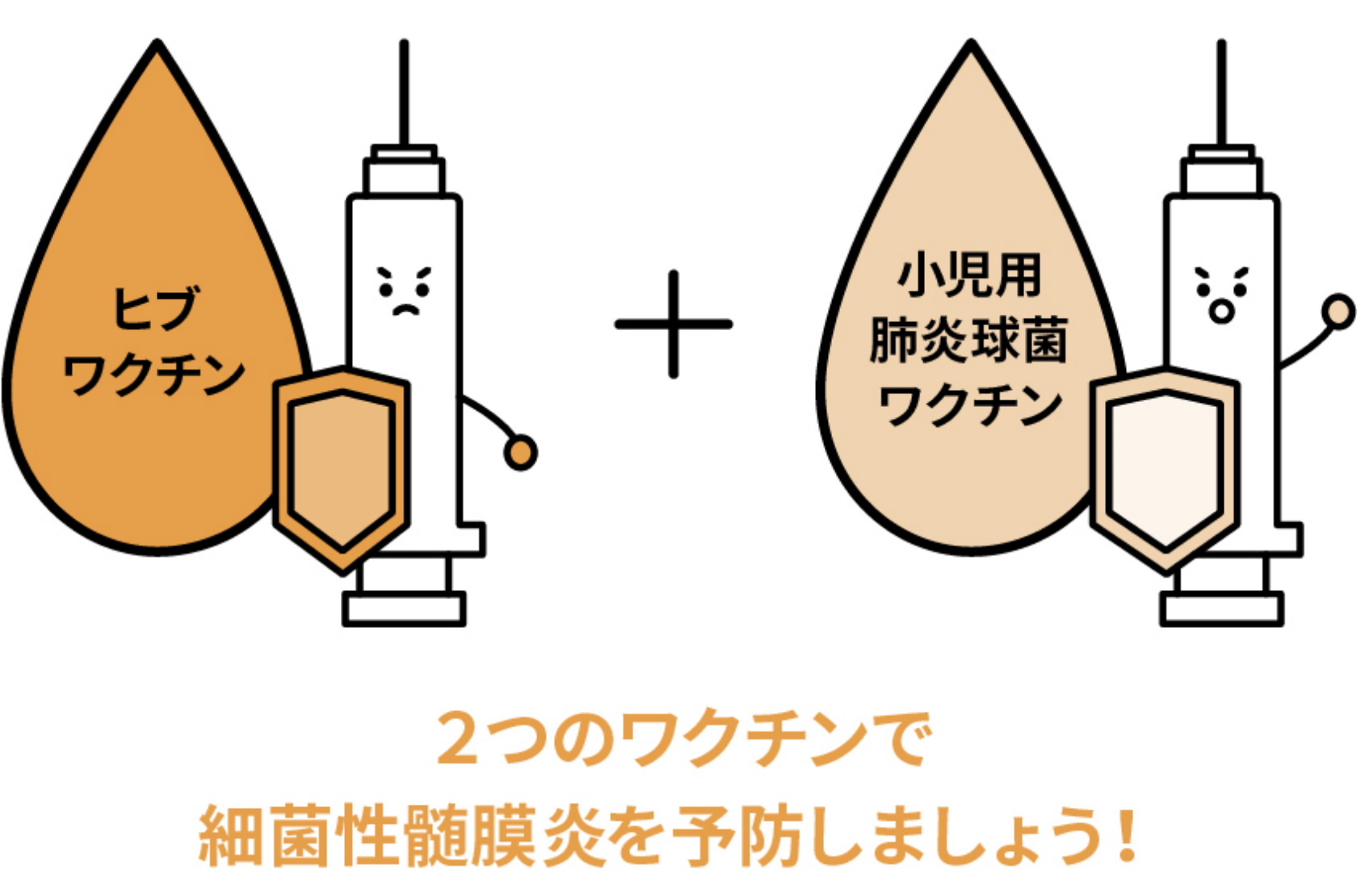 2つのワクチンで細菌性髄膜炎を予防しましょう！